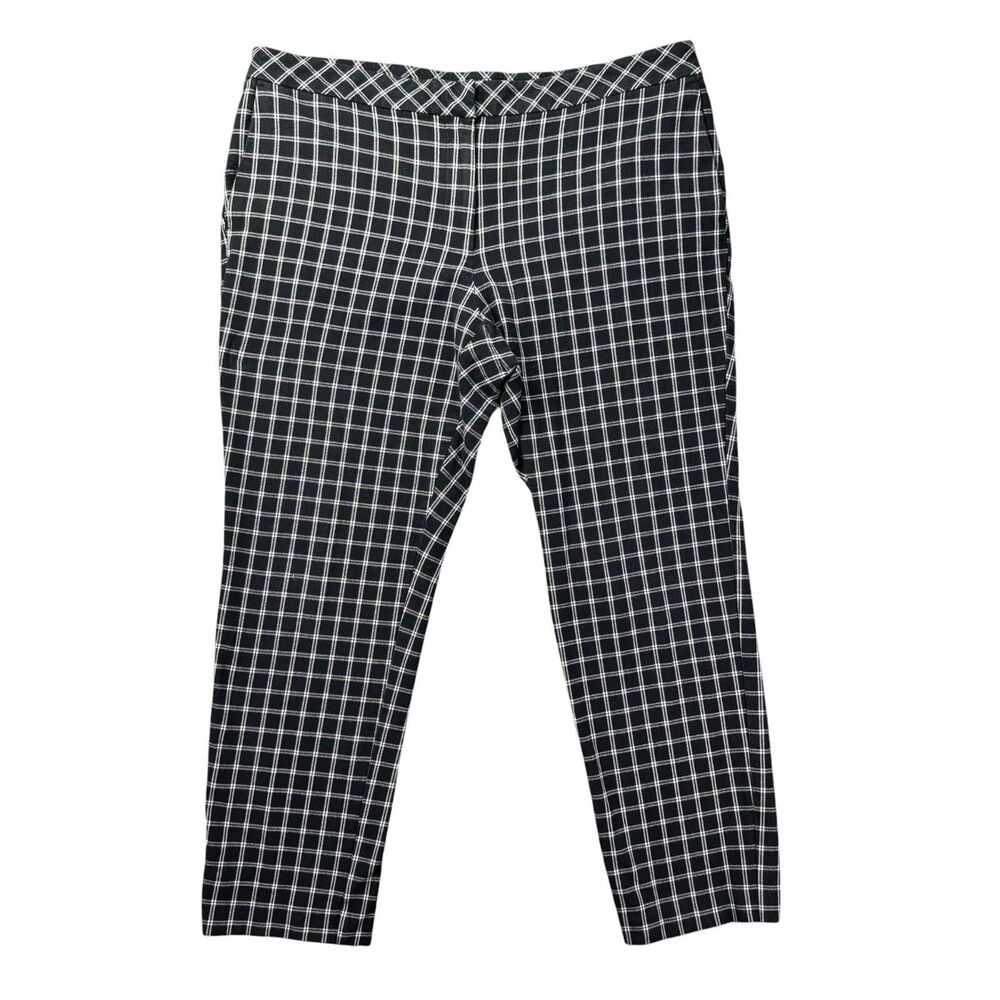 J Jill Pants Women's 14 Black White Premium Bi Stretch Career Cropped Pockets